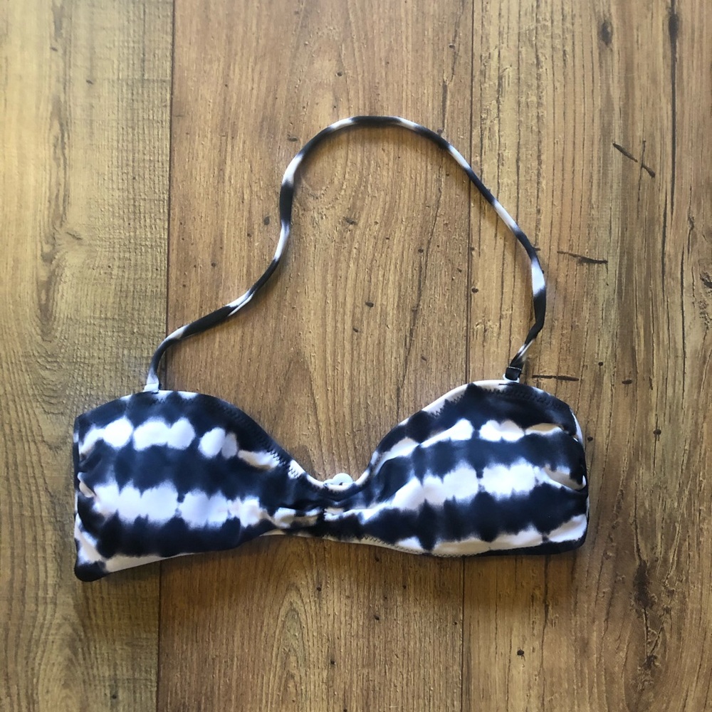 Striped Tie-Dye Bandeau Bikini Top
